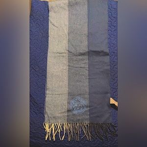 Versace Collection Wool Blue Color block Scarf (Unisex)